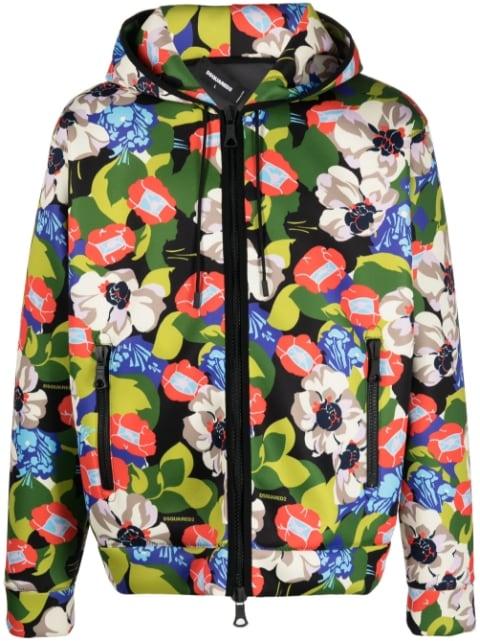 floral-print hoodied jacket by DSQUARED2