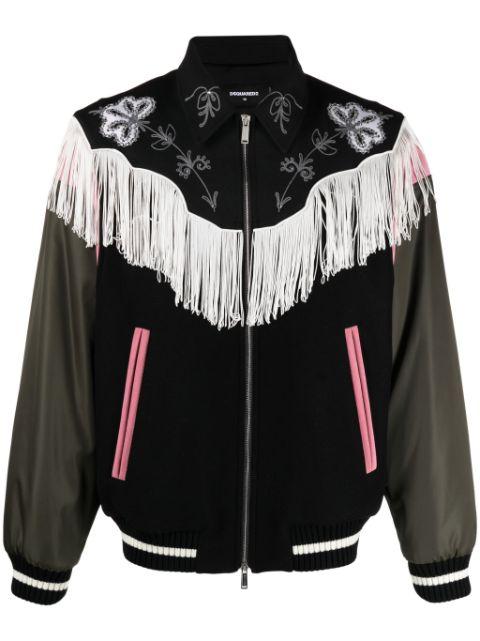frayed-trim bomber jacket by DSQUARED2
