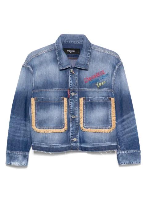 fringed denim jacket by DSQUARED2