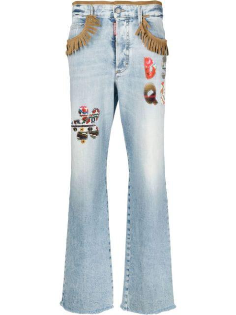 fringed-trim bootcut jeans by DSQUARED2