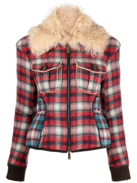 fur-collared flannel jacket by DSQUARED2
