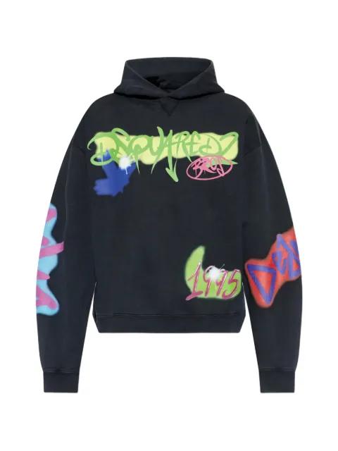 graffiti-print hoodie by DSQUARED2
