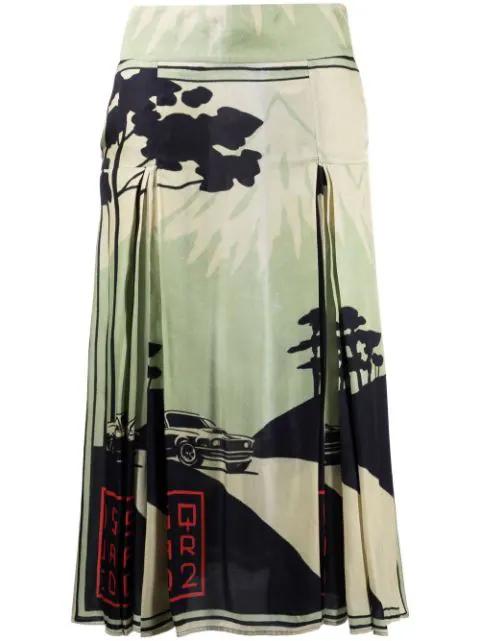 graphic-print box-pleat skirt by DSQUARED2