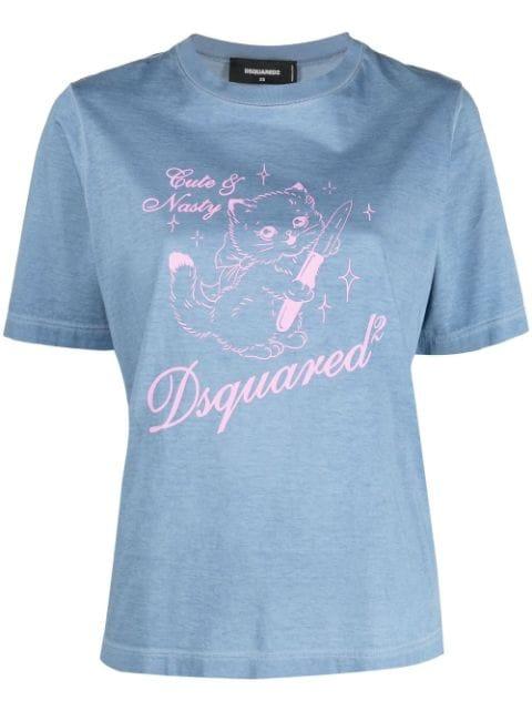 graphic-print cotton T-shirt by DSQUARED2
