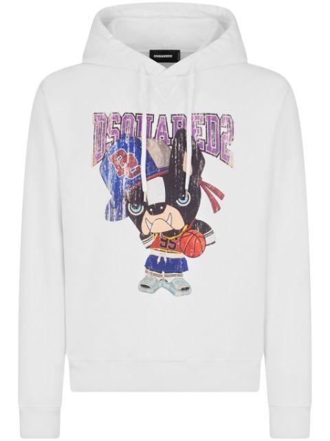graphic-print cotton hoodie by DSQUARED2