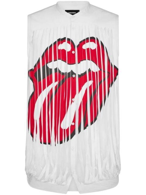 graphic-print distressed cotton shirt by DSQUARED2