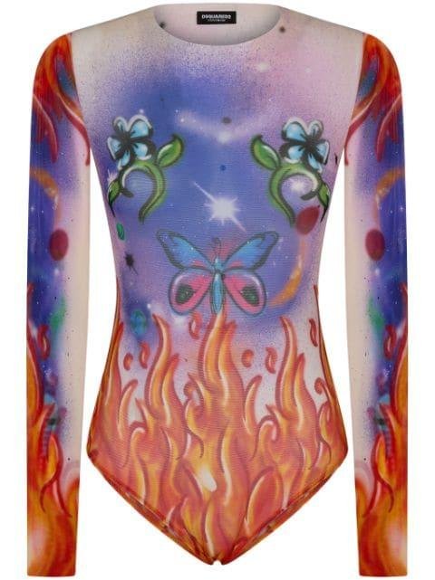 graphic-print long-sleeve body by DSQUARED2