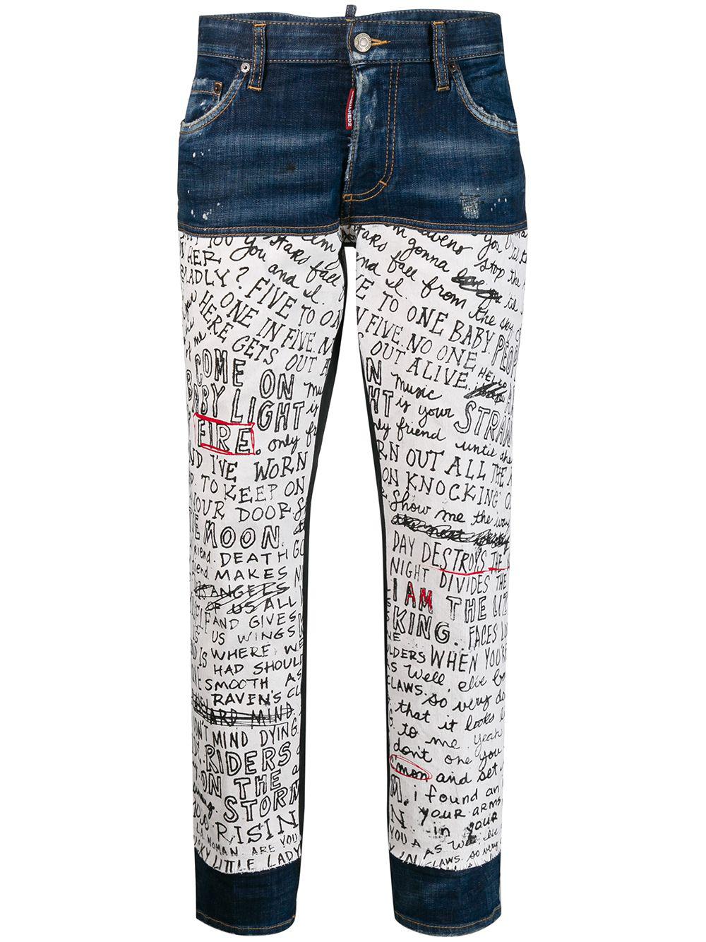 handwriting print jeans by DSQUARED2