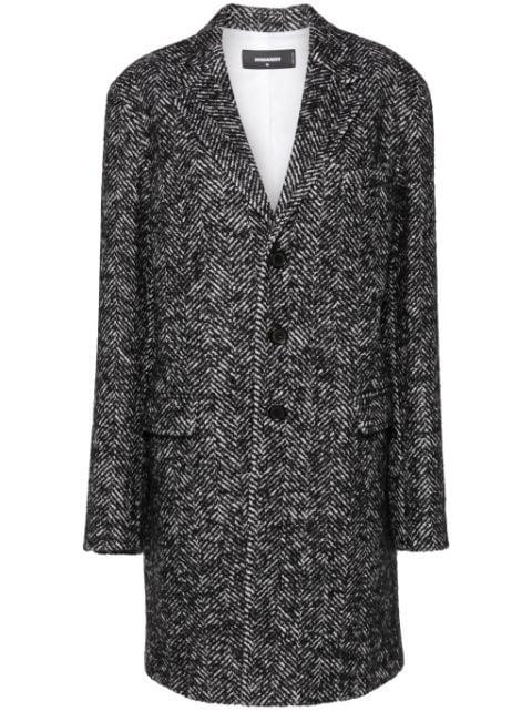 herringbone wool blend coat by DSQUARED2