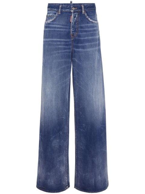 high-rise wide-leg jeans by DSQUARED2