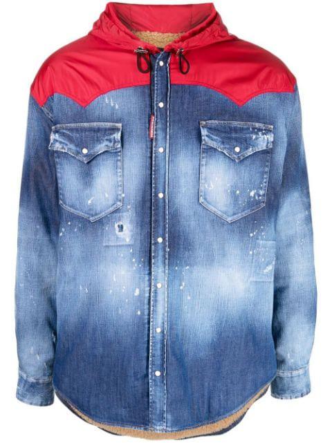 hoodied hybrid denim jacket by DSQUARED2