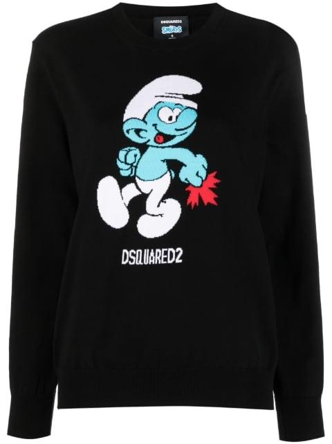 intarsia-knit organic cotton jumper by DSQUARED2