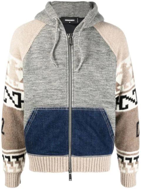 intarsia-knit zip-up hoodie by DSQUARED2
