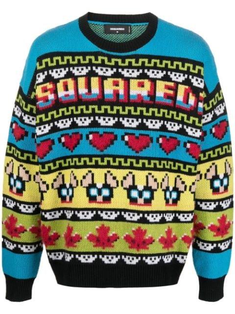 jacquard crew neck jumper by DSQUARED2