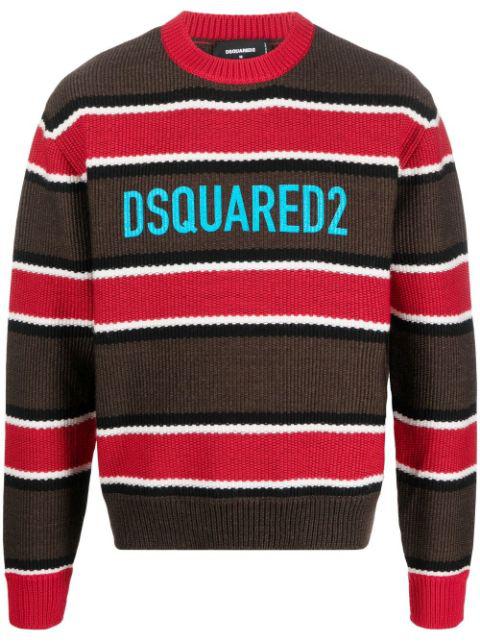 jacquard logo striped jumper by DSQUARED2