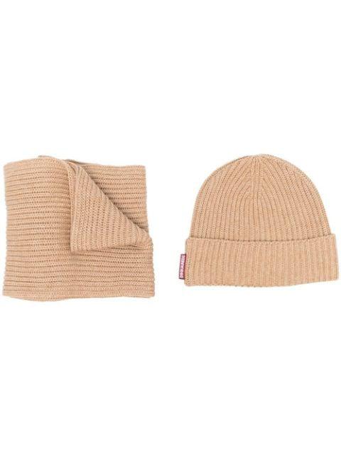 knitted beanie hat and scarf set by DSQUARED2