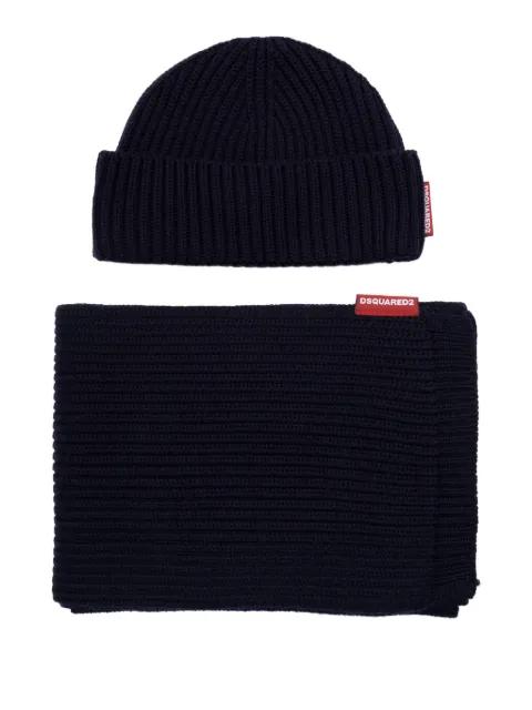 knitted hat and scarf set by DSQUARED2