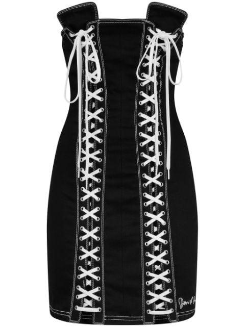 lace-up denim minidress by DSQUARED2