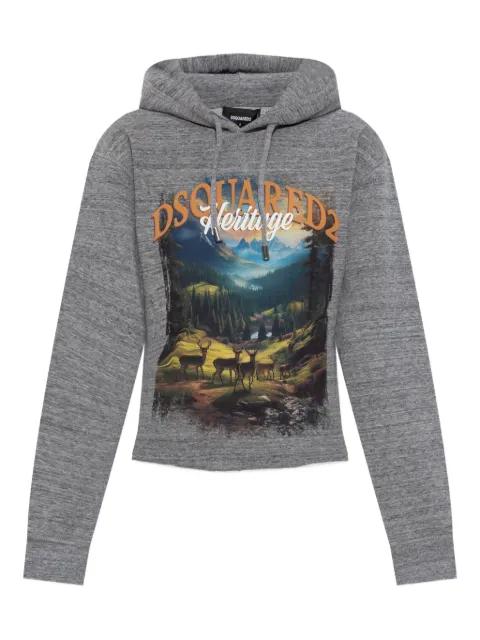 landscape-print hoodie by DSQUARED2