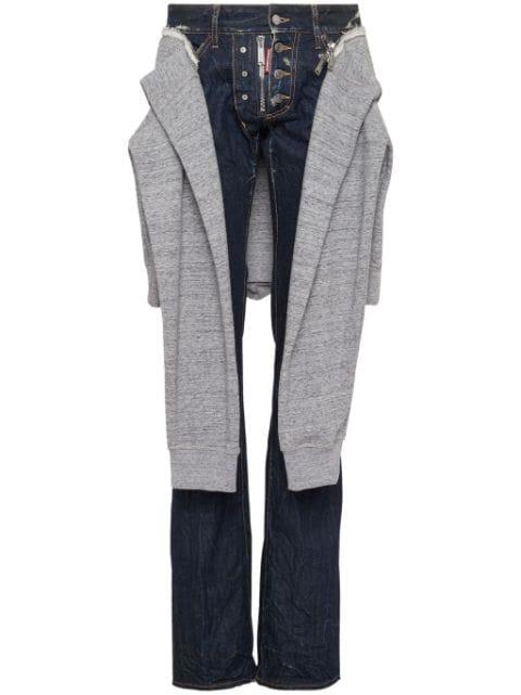 layered cotton denim jeans by DSQUARED2