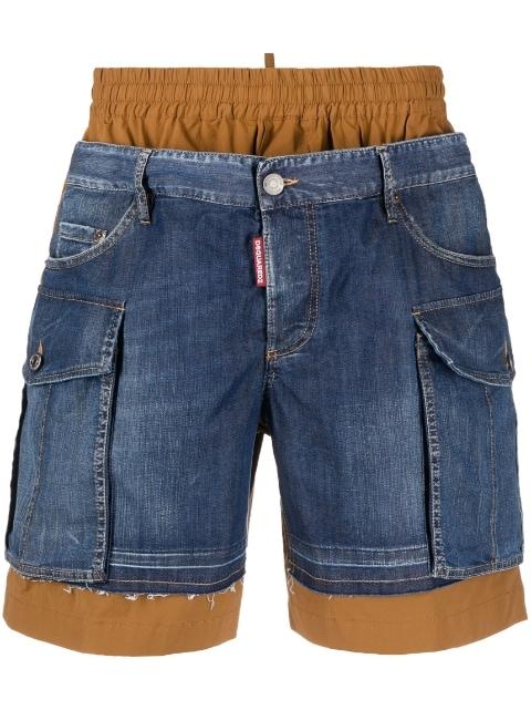 layered-design denim shorts by DSQUARED2