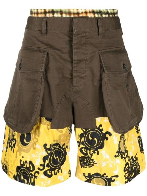layered-effect cotton shorts by DSQUARED2