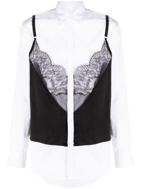 layered lace-embellished shirt by DSQUARED2