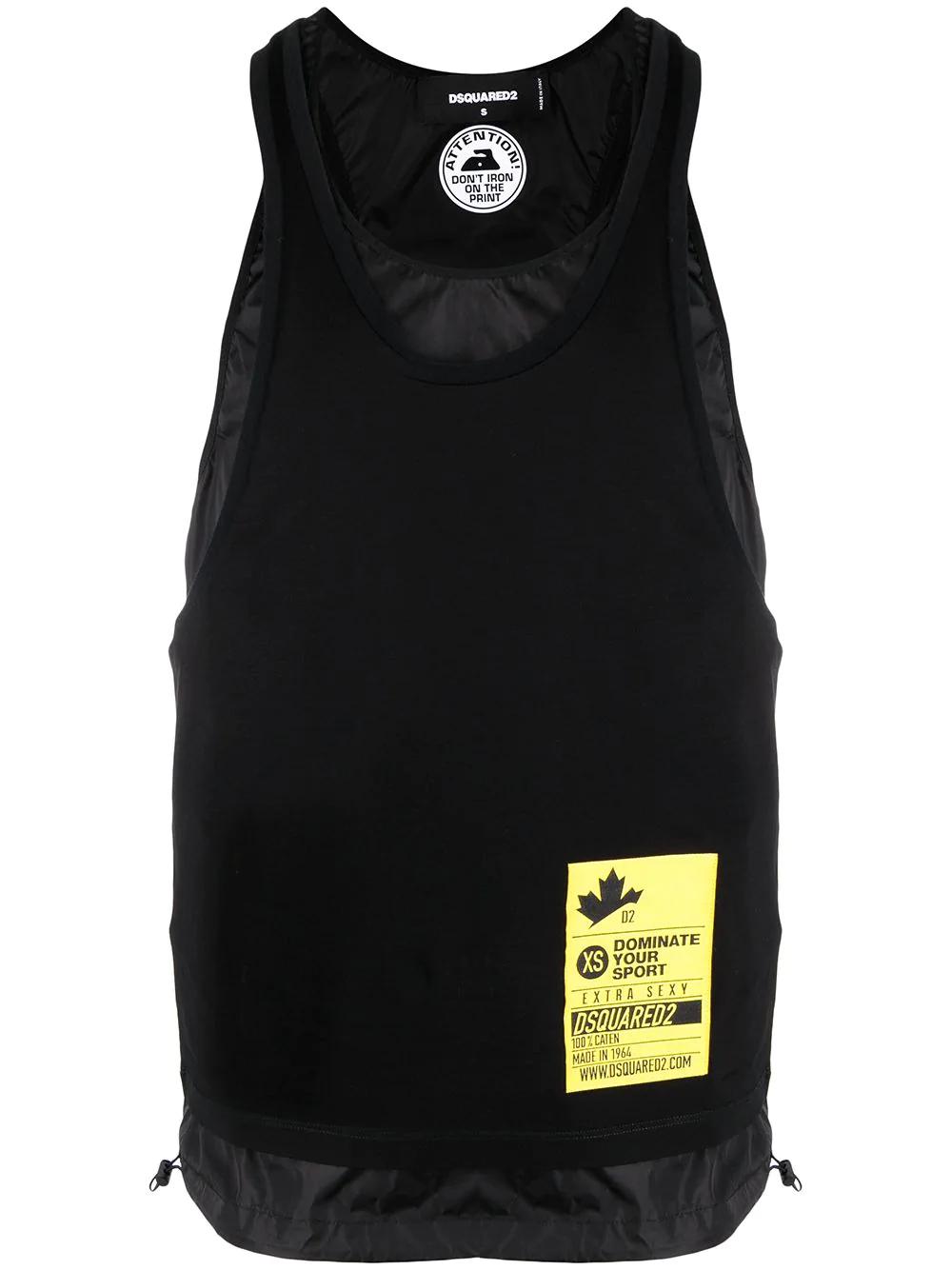 layered logo-patch tank top by DSQUARED2