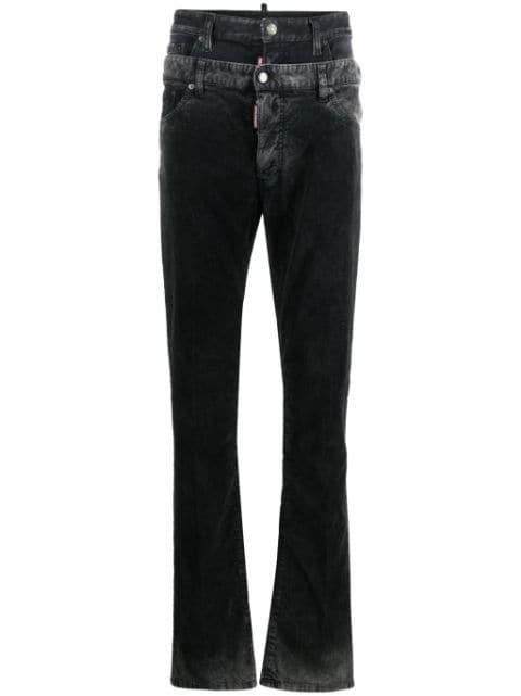layered mid-rise straight-leg jeans by DSQUARED2