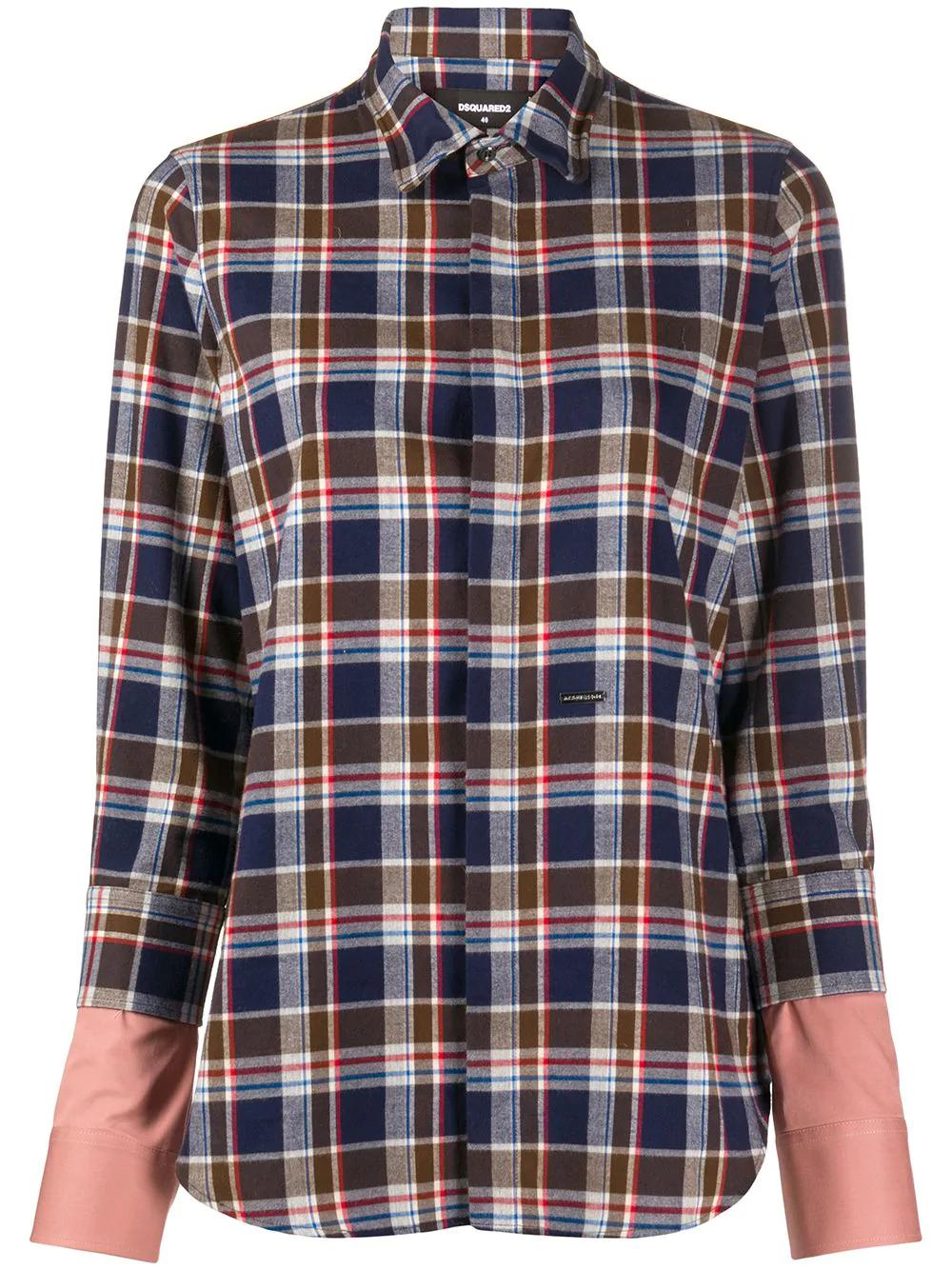 layered-sleeves plaid shirt by DSQUARED2