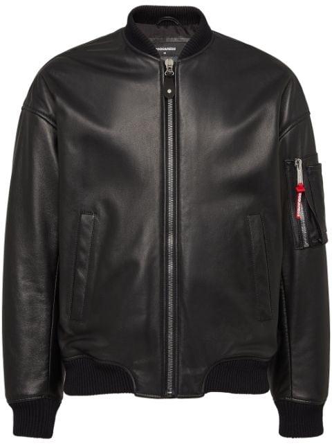leather bomber jacket by DSQUARED2