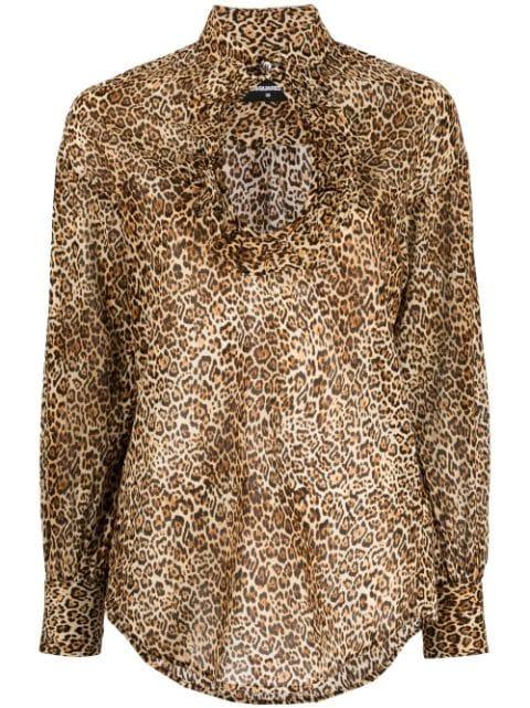 leopard-print cut-out blouse by DSQUARED2