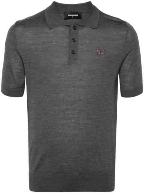 logo-embroidered fine-knit polo shirt by DSQUARED2