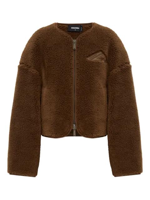 logo-embroidered fleece jacket by DSQUARED2