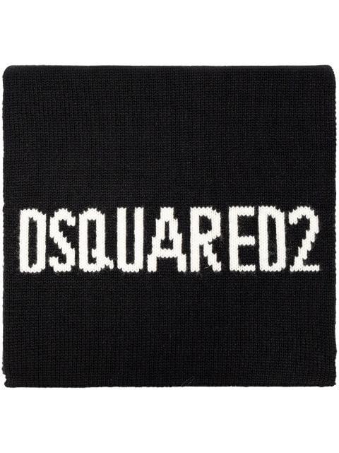 logo intarsia-knit wool scarf by DSQUARED2