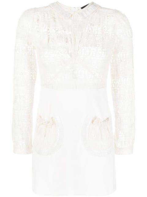 logo-lace long-sleeve minidress by DSQUARED2
