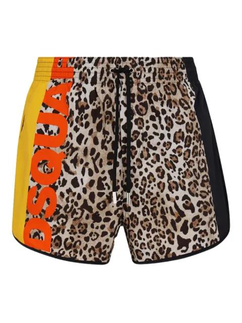 logo leopard-print swim shorts by DSQUARED2