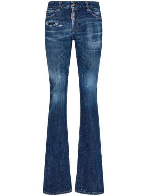 logo-patch cotton-blend bootcut jeans by DSQUARED2