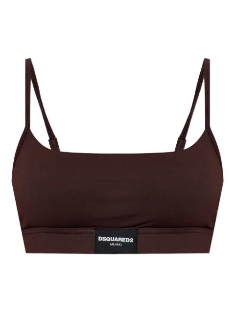 logo-patch cotton bralette by DSQUARED2