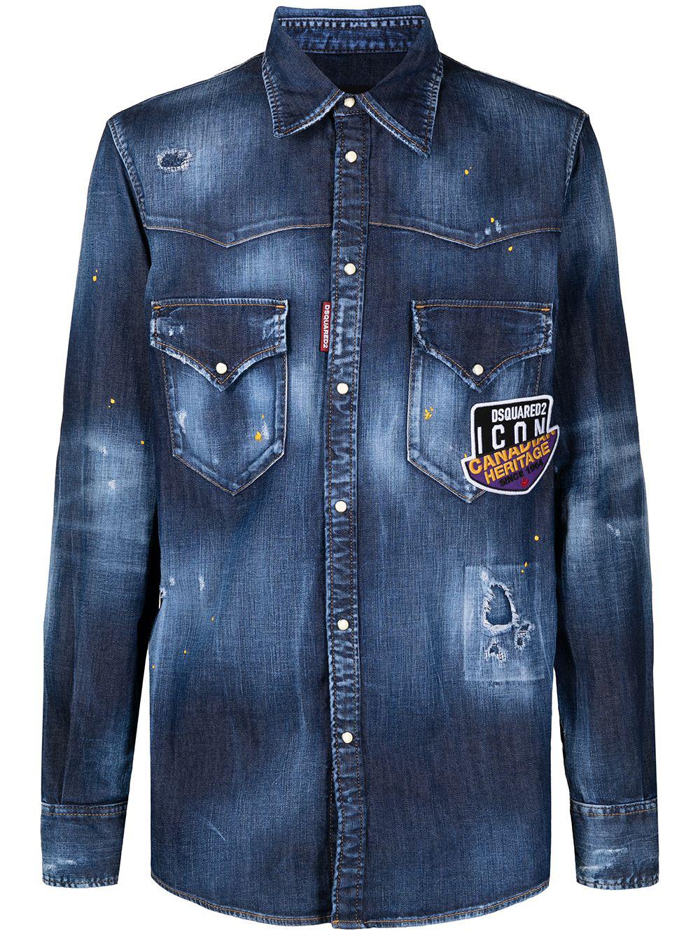 logo-patch denim shirt by DSQUARED2