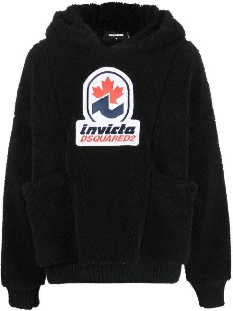 logo-patch fleece hoodie by DSQUARED2