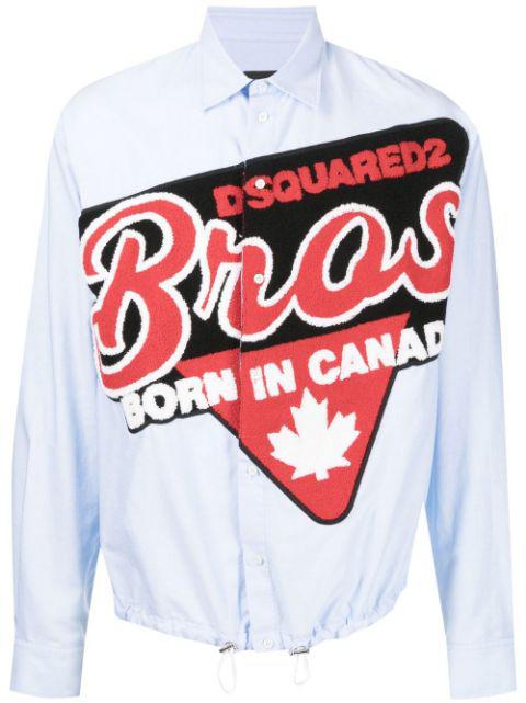 logo-patch long-sleeve shirt by DSQUARED2