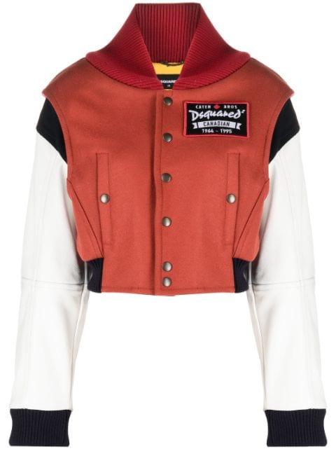 logo-patch panelled bomber jacket by DSQUARED2