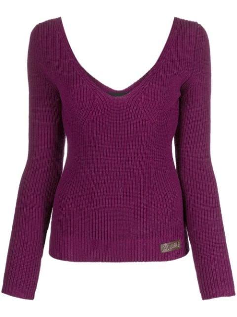 logo-patch ribbed jumper by DSQUARED2