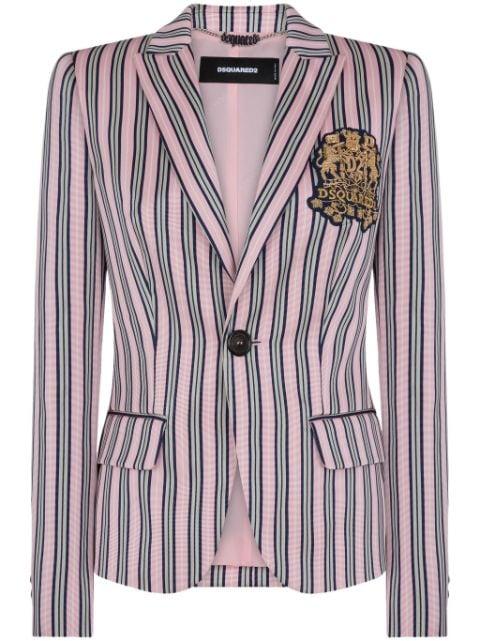logo-patch striped blazer by DSQUARED2