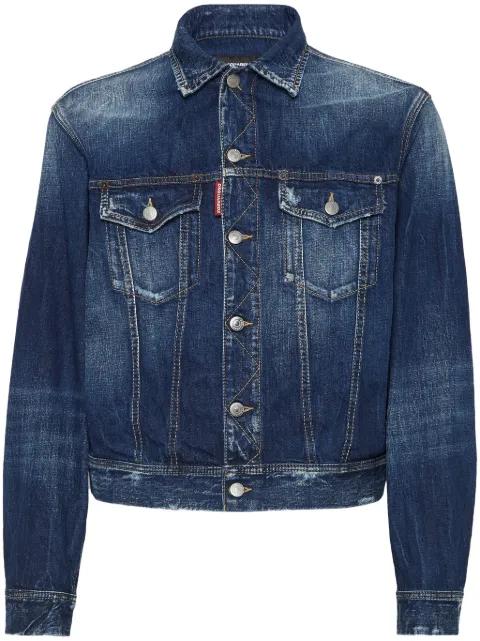 logo-patch washed denim jacket by DSQUARED2