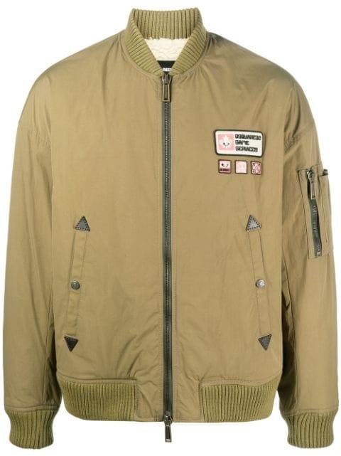 logo patch zipped bomber jacket by DSQUARED2