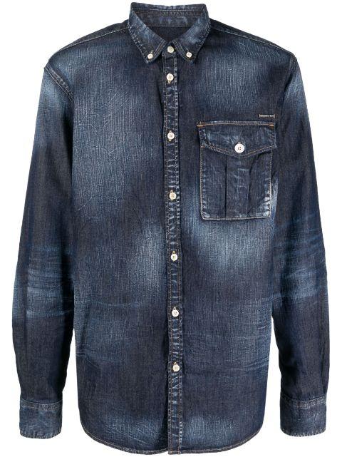 logo-plaque denim shirt by DSQUARED2