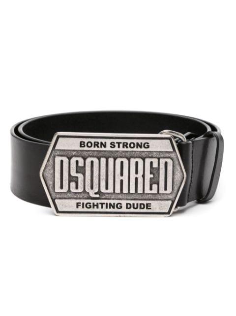logo-plaque leather belt by DSQUARED2