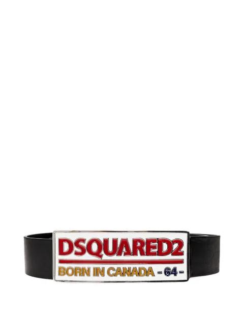 logo-plaque leather belt by DSQUARED2